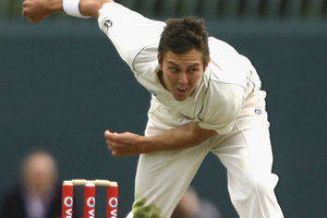 The Black Caps' seam attack showed glimpses of promise, with Trent Boult's three wickets highlighting an industrious effort on an unforgiving pitch for pace. Photo / Getty Images.