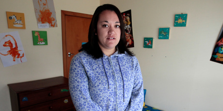 Rebekah Brittin in her rented Dominion St home. Photo / Michael Craig