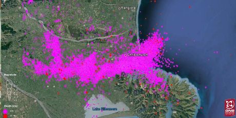 The aftershocks recorded by GNS Science. Image / GNS Science