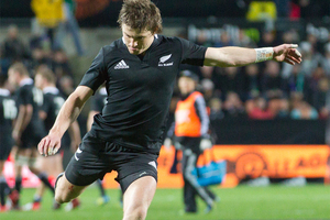 Dan Carter's calf strain has resulted in Beauden Barrett (pictured), being whisked from Taranaki's clutches and onto the All Blacks' reserves bench. Photo / Greg Bowker.