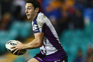 With fullback Billy Slater back to his devastating best, Melbourne delivered a clinical performance that earned them a rest next weekend before a preliminary final in Melbourne. Photo / Getty Images.