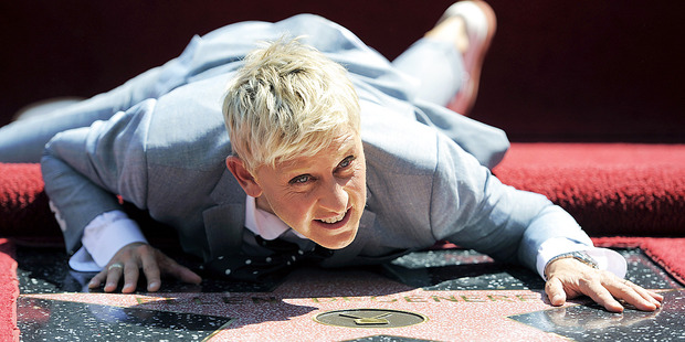 Ellen Degeneres receives her star on the Hollywood Walk of Fame. Photo / AP