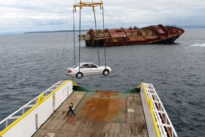 The Mercedes C200 Kompressor which was recovered from the Rena. Photo / Kevin Judkins.
