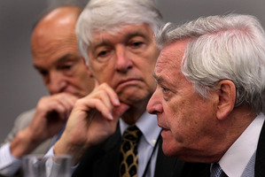 John Bedbrook of DuPont, Roger Beachy, formerly of the US Agriculture Dept, and Clive James of ISAAA speak to media at the conference. Photo / Mark Mitchell