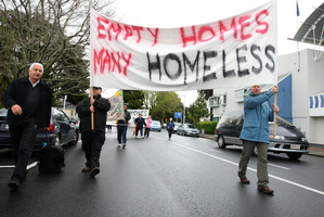 South Auckland Social Justice Network activists, seen protesting yesterday, say they will extend their action against Housing NZ beyond Papakura. Photo / Chris Gorman