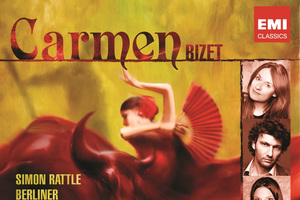 Carmen by Bizet - Simon Rattle conducts the Berlin Philharmonic Orchestra with soloists Magdalena Kozena , Jonas Kaufmann , Genia Kuhmeier and Kostas Smoriginas.