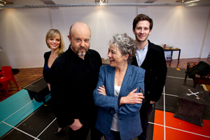 Actors (from left) Laura Hill, Marshall Napier, Sarah Peirse and Simon London star in The Gift. Photo / Dean Purcell