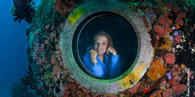 Oceanographer Sylvia Earle at the Aquarius underwater habitat in Florida Keys National Marine Sanctuary. Photo / Kip Evans