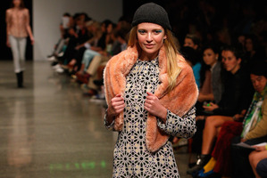A model showcases a design by Ruby at New Zealand Fashion Week. Photo / Getty Images