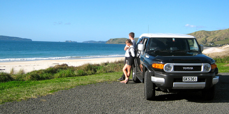 The new Toyota FJ Cruiser enables you to travel on gravel roads to spots like Otama Beach, north of Whitianga. Photo / Estelle Sarney