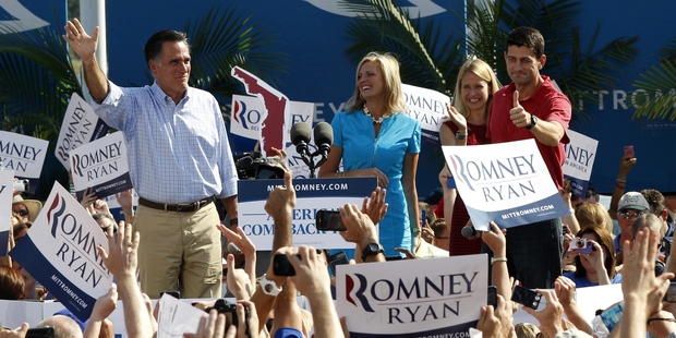 Mitt Romney (left) and running-mate Paul Ryan (right) are hoping for a big bounce after the Republican National Convention. Photo / AP