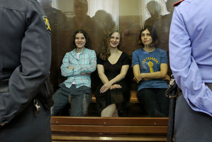 The Russians went over the top with their reaction to punk band members, from left, Yekaterina Samutsevich, Maria Alekhina and Nadezhda Tolokonnikova. Photo / AP