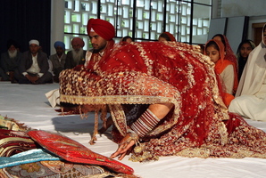 Arranged marriages are still common in New Zealand. One such union was that of Barwinder Kaur, pictured here, who wed Amininder Singha of Punjab, a groom chosen by her relatives. Photo / APN