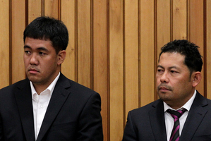 Rena officers Leonil Relon, (left) and Mauro Balomaga during an earlier appearance in the Tauranga District Court. Photo / Alan Gibson
