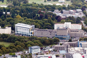 An aerial view of Christchurch Hospital a week following the 6.3 magnitude earthquake in February 2011. Photo / NZPA