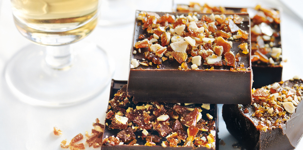 Chocolate butterscotch truffles with almond praline. Photo / Chris Court