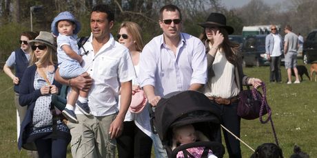 Lady Davina, husband Gary Lewis and daughter Senna Kowhai with
Autumn, Peter and Savannah Phillips. Photo / David Hartley, Rex Features