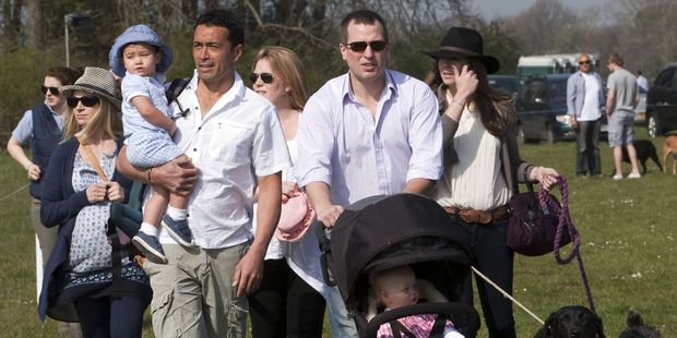 Lady Davina, husband Gary Lewis and daughter Senna Kowhai with
Autumn, Peter and Savannah Phillips. Photo / David Hartley, Rex Features