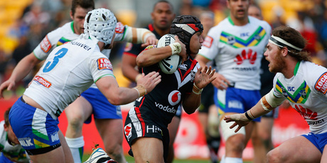 Pita Godinet of the Warriors in action during the round 26 NRL match between the New Zealand Warriors and the Canberra Raiders. Photo / Getty Images.
