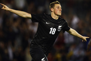 Chris Wood scored a goal in the All Whites 2-0 win over New Caledonia in Noumea. Photo / Getty Images.