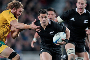 Dan Carter in action against the Wallabies at Eden Park. Photo / Richard Robinson