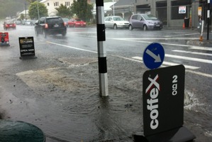 Flooding on Mt Eden Rd, Mt Eden, Auckland. Photo / John Mckeown