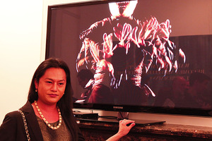 Shigeyuki Kihara with her work Galu Afi: Waves of Fire. Photo / Supplied