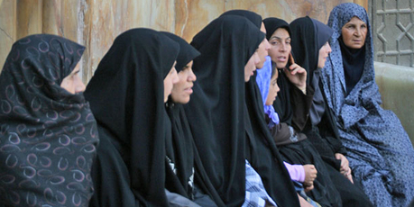 Women sit outside a mosque in Esfahan. Photo / Supplied