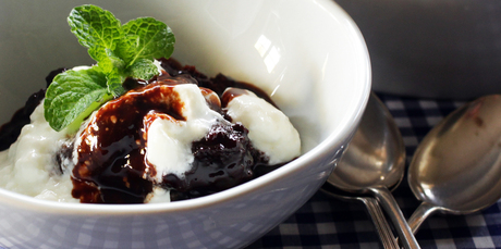 Chocolate sauce oozes from this pudding. Photo / Doug Sherring