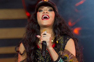 Rihanna nearly caused a riot in France after publishing her arrival time on Twitter. Photo / AP