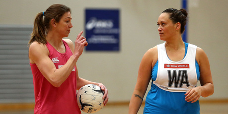 Irene van Dyk (left) is expected to start the big games at goal shoot this year ahead of Cathrine Latu. Photo / Getty Images