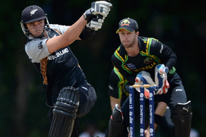 Tim Southee of New Zealand bats during the T20 World Cup Warm Up Match between Australia and New Zealand. Photo / Getty Images.