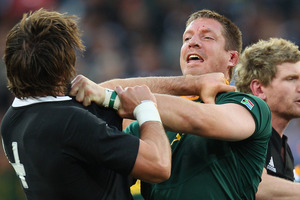 The Springboks won the last test match played between the two sides, which was an 18-5 victory in Port Elizabeth last year. Photo / Getty Images