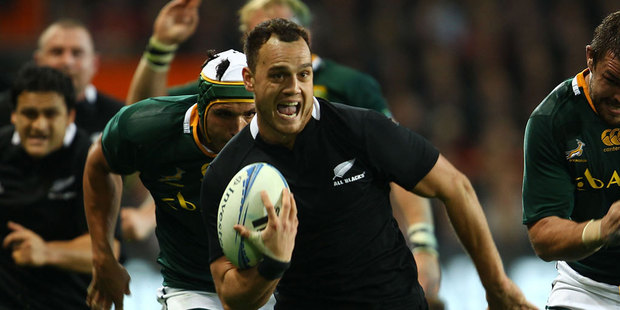 Israel Dagg of New Zealand makes a break during the Rugby Championship match between the New Zealand All Blacks and South Africa at Forsyth Barr Stadium. Photo / Getty Images.