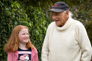 Ten-year-old Sophie McMillan talks to 98-year-old Harry Bioletti about what they think it means to be a New Zealander. Photo / Greg Bowker