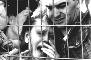 Fans were initially blamed for the crush which developed at the Leppings Lane end of Hillsborough stadium. Photo / AP