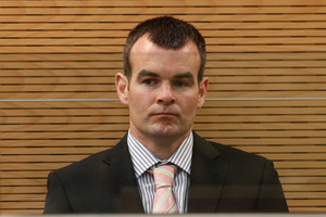 Ewen Macdonald in the dock while being sentenced to five years imprisonment. Photo / Mark Mitchell