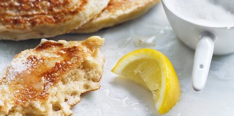 Ricotta pancakes with lemon and sugar. Photo / Chris Court