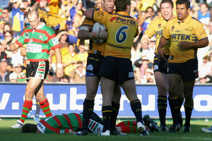 Rabbitohs player Todd Polglase lies unconscious during 2005 match against the Eels. Players must now undergo specific cognitive tests before playing on. Photo / Getty Images
