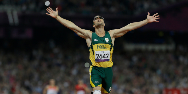 South Africa's Oscar Pistorius wins gold in the men's 400-meter T44 final at the 2012 Paralympics. Photo / Kirsty Wigglesworth
