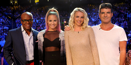 X Factor judges L.A. Reid, Demi Lovato, Britney Spears and Simon Cowell. Photo / AP