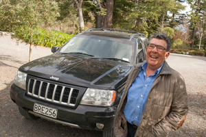 Paul Holmes with his Jeep four wheel drive. The car was recently stolen from outside a Hastings pharmacy while Holmes was inside the store. Photo / Herald on Sunday