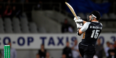 Black Caps player Nathan McCullum in action during the Twenty20 Cricket match between New Zealand and South Africa earlier this year. Photo / Dean Purcel