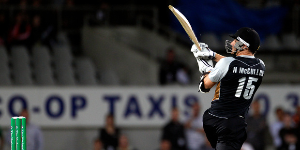Black Caps player Nathan McCullum in action during the Twenty20 Cricket match between New Zealand and South Africa earlier this year. Photo / Dean Purcel