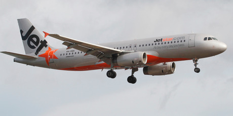 A Jetstar Airbus A320 landing at Wellington Airport. Photo / Mark Mitchell