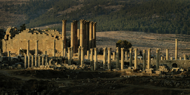 Columns from the ancient Roman city of Jerash, which is amazingly well preserved. Photo / Alan Gibson