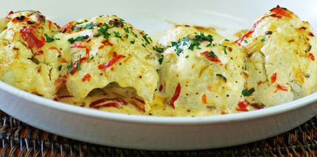 Sinfully delicious cauliflower topped with cheese and baked till crispy and golden. Photo / Wairarapa Times-Age