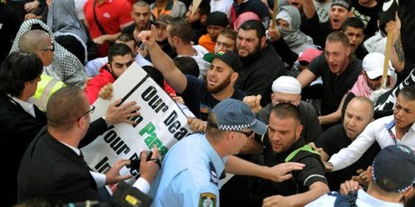 Angry protesters clash with police in Sydney. Photo / AFP