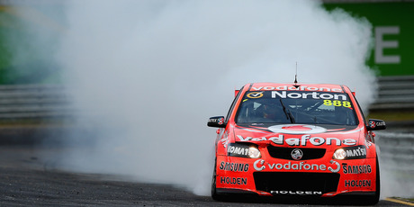Craig Lowndes celebrates his Sandown 500 win. Photo / Getty Images