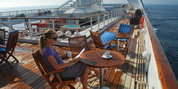 Diana Balham has a relaxing time aboard the Seabourn Pride. Photo / Derek Watts